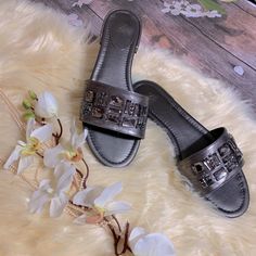 Super Cute Braids For Summer With Silvery Grey Stone Braids For Summer, Black Wedding Shoes, Cute Braids, Canvas Sandals, Crystal Sandals, Buckled Flats, Kitten Heel Sandals, Rubber Sandals, Silver Sandals