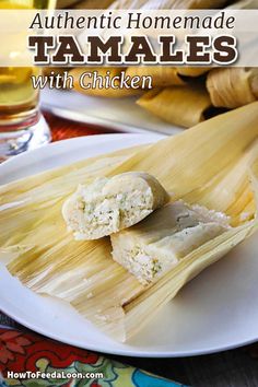 an image of tamales with chicken on a plate