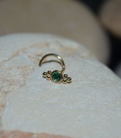 2mm Emerald TRAGUS STUD // Tragus Earring by PjCreationsStudio Emerald Nose Ring, Single Emerald Earring For May Birthstone, Hypoallergenic 14k Gold Green Jewelry, Hypoallergenic Green 14k Gold Jewelry, Gold Gemstone Piercings As A Gift, Gold Gemstone Piercings For Gifts, Nickel-free Yellow Gold May Birthstone Jewelry, Nickel Free Yellow Gold Jewelry For May Birthstone, Nickel-free Yellow Gold Jewelry For May Birthstone