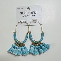 New Sugarfix By Baublebar Gold Aqua Blue String Tassel Earrings Nickel Free. Please Review All Photos Prior To Purchase. Ships Quickly. Blue Drop Tassel Earrings For Summer, Blue Tassel Dangle Earrings For Summer, Adjustable Blue Tassel Earrings For Parties, Blue Tassel Drop Earrings For Beach, Blue Summer Tassel Dangle Earrings, Trendy Blue Tassel Drop Earrings, Blue Fringe Tassel Drop Earrings, Blue Tassel Beach Earrings, Blue Tassel Earrings For Summer Beach