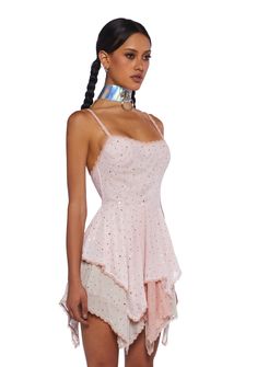 Club Exx Burning Man Mesh Holographic Dot Handkerchief Hem Mini Dress Burning Man Fairycore Fairy Festival - Pink – Dolls Kill Handkerchief Skirt, Fairy Festival, Fairycore Fairy, Handkerchief Dress, Doll Wardrobe, Pink Doll, Pride Outfit, Crochet For Boys, Fairy Fashion