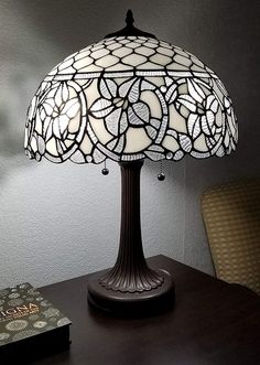 a lamp that is on top of a table