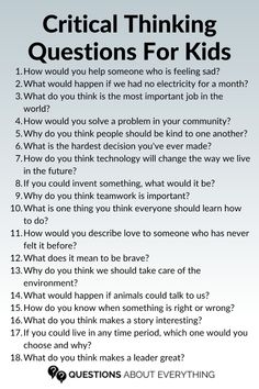 a question sheet with the words'critical thinking questions for kids'in black and white