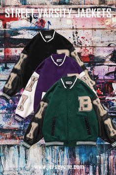 Letter B and Bone Street Fashion Varsity Jacket | Jersey One