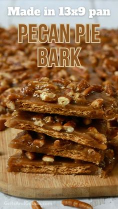 pecan pie bark is stacked on top of each other