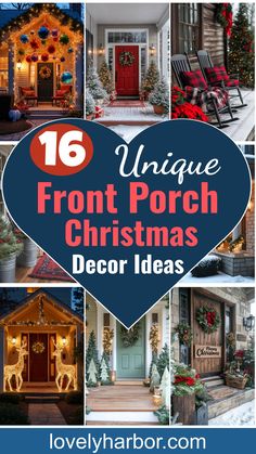 front porch christmas decor ideas with text overlay