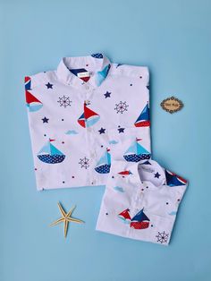 "MATCHING OUTFIT FOR DAD AND SON. This shirts made from 100% cotton fabric. This outfit for dad and son will be perfect present for Father's day, birthday celebration or any special occasion. Available for order men's shirts, baby boy shirt and shorts. SIZES: Toddler and boy shirts available for order in sizes 03 months to 9 years. Men's shirt sizes: XS, S, M, L. FABRICS AND STYLES. I have so many cotton fabrics for your best outfits. I always will be happy to create any style you like. If you w Matching Short Sleeve Shirt For Father's Day, Father's Day Matching Short Sleeve Shirt, Casual Cotton Shirt For Family Occasions, Family Matching Cotton Shirts For Father's Day, Father's Day Family Matching Cotton Shirt, Father's Day Matching Family Shirts, White Printed Shirt As Gift, White Printed Shirt As A Gift, White Cotton Shirt As A Gift