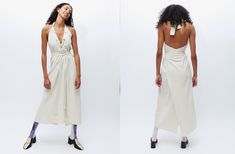 Maimoun Baserange Undyed Node Dress Silk Halter Dress, Organic Fabrics, Waist Belt, Halter Neck, Easy Wear, Flare Pants, Dresses Xs, Sequin Dress, Wide Leg Jeans