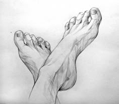 a pencil drawing of a person's feet