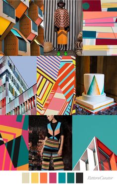 a collage of different colors and shapes