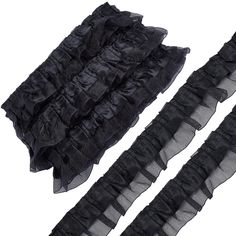 PRICES MAY VARY. 11 YARDS PLEATED LACE TRIM: Comes with 10.9 yards(about 9.5~10m) long black ruffle organza trim, about 1-5/8 inch(40mm) wide, 0.5mm/0.02 inch thick, can cut according to your own needs, or make simple collocation. DOUBLE-LAYER DESIGN: The fabric edging trim is sewn together with satin and organza, forms 2 layer of gathered ruffle pleated edge trim, increase the sense of design QUALITY MATERIAL: Made of satin and organza, which is sewn well and will not fall apart, soft and comfo Organza Lace, Sewing Supplies Storage, Embellishment Diy, Lace Accessories, Satin Noir, Costura Diy, Organza Ribbon, Chiffon Ruffle, Lace Ribbon