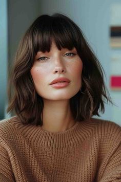 Short Hair Fringe, Square Face Hairstyles, Bob Hairstyles With Bangs, Bob Haircut With Bangs, Longer Hair, Medium Hairstyles, Fringe Hairstyles, Square Faces, Haircuts With Bangs