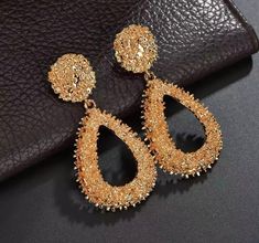 These textured dangles are perfect for every occasion. Light weight . Gold Drop Earrings, Be Perfect, Crochet Earrings, Drop Earrings, Gold