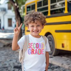 Gear up for a fantastic school year with our Back to School Shirt for Kids! This cute kid tee shirt is perfect for boys, featuring a fun and retro design that will make the first day of school extra special. Made from soft, high-quality fabric, this shirt ensures all-day comfort and durability, making it perfect for active school days. Ideal for kindergarteners and other grade levels, this shirt adds a stylish touch to your child's school wardrobe. Whether it's for the first day of school, schoo Multicolor Letter Print T-shirt For School Events, Playful T-shirt For Back To School, Cute Multicolor T-shirt For Back To School, Fun Short Sleeve T-shirt For School, Fun T-shirt For End Of School Year, Funny T-shirt For End Of School Year, Birthday Crew Neck T-shirt For Back To School, White School Spirit T-shirt, Pre-shrunk T-shirt For Back To School