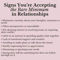 Bare Minimum Relationship List, Bare Minimum, Getting To Know Someone