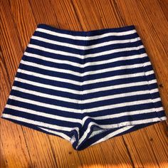 Forever 21 Striped High Waisted Shorts Zipper In The Back To Close Not Very Stretchy Size Xs Great Condition-Took Tags Off But Never Worn Perfect For The Fourth Of July!! Forever 21 Blue High-waisted Shorts, Blue Summer Bottoms From Forever 21, Forever 21 Blue Summer Bottoms, Forever 21 Blue Shorts For Spring, High Waist Bottoms By Forever 21 For Beach, Forever 21 Stretch Mini Bottoms, Forever 21 Summer Mini Bottoms, Forever 21 Mini Length Bottoms For Day Out, Forever 21 Mini Length Summer Bottoms