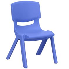 a blue plastic chair on a white background