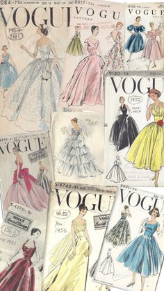 several vintage fashions from the 1950's and 1960s's