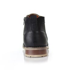 Best Seller | Blaine Distressed Black Vegan Leather Casual Brogue Mid-Top Zipper Boots | Back View Casual Lace-up Moto Boots With Zipper, Leather Lace-up Boots With Zipper For Streetwear, Casual Martin Ankle Boots With Zipper, Casual Ankle Martin Boots With Zipper, Casual Lace-up Martin Boots With Zipper, Casual Lace-up Boots With Waxed Finish, Casual Waxed Lace-up Boots, Leather High-top Martin Boots With Zipper Closure, Leather Moto Boots With Zipper For Streetwear