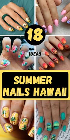 Experience elegance with a tropical twist in these 18 Summer Nails Hawaii ideas. Each design is infused with elements of Hawaiian flowers and tropical palm trees, offering a unique blend of beach and beauty. Ideal for adding a touch of the islands to your everyday look. Hawaiian Toe Nail Designs, Nails With Palm Tree Design, Hawian Nails Designs, Luau Nails Hawaiian, Beach Nail Designs Vacations, Hawaiian Nails Designs, Summer Nails Hawaii, Island Nails Tropical