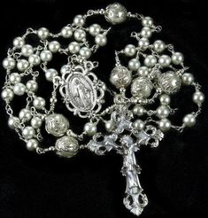 Unbreakable Catholic Rosary, Swarovski Silver Pearls, Prayer Beads, Christian Gifts, Handmade Rosary Handmade Silver Wedding Rosary, Elegant Silver Beads Rosary Gift, Spiritual 8mm Beads Jewelry For Wedding, Spiritual Silver Beads Jewelry For Weddings, Spiritual Wedding Jewelry With 8mm Beads, Pearl Rosary With 8mm Beads For Wedding, Silver Wedding Rosary With Round Beads, Elegant Pearl White Rosary For Wedding, Wedding Silver Pearl Rosary