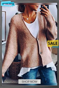 Long Sleeve Casual V Neck Sweater Coat Winter Fashion Jackets, Winter Vest, Winter Cardigan, Cardigan Long, V Neck Cardigan, Look Plus, Cardigan Tops, Sweater Coats, Long Sleeve Cardigan