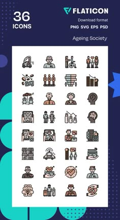 the flat icon set includes different types of people