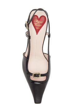 "Find ROGER VIVIER Mini Buckle Slingback Pump on Editorialist. Blocky cutouts and gleaming buckles distinguish this Italian-leather pump fronted by a squared, elongated toe and sealed with a slender slingback strap. 2\" (55mm) heel Adjustable slingback strap with buckle closure Leather upper, lining and sole Made in Italy Designer Shoes" Roger Vivier, Slingback Pump, Leather Pumps, Italian Leather, Designer Shoes, Leather Upper, In Italy, Buckle, Pumps