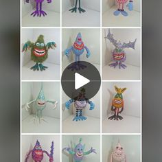 the video is showing how to make knitted monsters