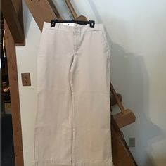 New With Tags, Cream Color, Wide-Leg Stretch Pants. 31” Inseam, 18” Across The Top, Each Leg 11.5” Wide. Gap Relaxed Fit Full Length Pants, Gap Full Length Relaxed Fit Pants, Gap Relaxed Fit Full-length Pants, Gap Cotton Chinos For Work, Gap Full Length Pants For Workwear, Gap Relaxed Fit Mid-rise Pants, Fitted Wide-leg Cotton Dress Pants, Fitted Cotton Wide-leg Dress Pants, Gap Cotton Wide Leg Bottoms