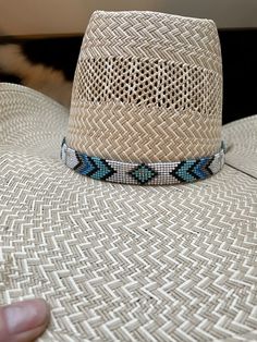 "5/8\" Wide Diamond Cross Hat Band. All bead work is beaded with 10lb extreme braided nylon line. All hat bands are finished at 23\" with glued than sewed down leather ends and an adjustable leather tie." Adjustable Braided Hat For Rodeo, Adjustable Braided Western Hat, Western Style Adjustable Braided Hat, Adjustable Woven Straw Hat For Ranch, Braided Hat Bands For Festivals With Flat Brim, Western Braided Hat Band For Festivals, Western Style Adjustable Handwoven Hat Band, Adjustable Handwoven Hat Bands For Rodeo, Adjustable Handwoven Straw Hat For Rodeo