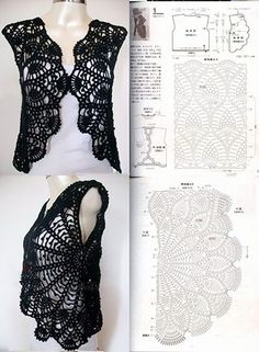 the instructions for crocheted vests are shown