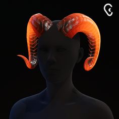 a mannequin with orange hair and horns on it's head in front of a black background