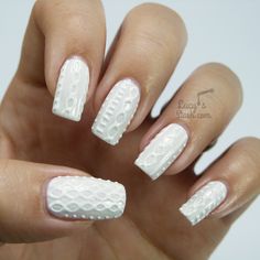 White Sweater Nails, Square Nails Winter, Cable Knit Sweater Nails, Knit Nails, White Nail Art, Winter Nail Art, Manicure Y Pedicure