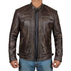 Brown Leather Motorcycle Jacket, Brown Leather Jacket Men, Leather Jackets Online, Mens Leather Jacket, Distressed Leather Jacket, Motorcycle Jacket Mens, Indian Men Fashion, Men Stuff, Lambskin Leather Jacket