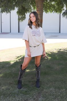 Giddy Up Tee - ShopSpoiled Oversized Western Tops For Summer, Oversized Western Style Tops For Summer, Western Style Oversized Tops For Summer, Oversized Summer Tops For Rodeo, Oversized Tops For Summer Rodeo, Oversized Tops For Rodeo In Spring, Trendy Oversized Tops For Rodeo, Oversized Spring Tops For Rodeo, Casual Spring Tops For Country Concerts