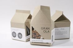 three boxes that have granola in them