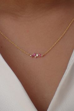 For Ready-to-ship items search here, https://etsy.me/39BDvMS Pink Sapphire with Sapphire Cluster Necklace - Mother Day Gift - Gift for Mom - Necklace for Mom -Sapphire Necklace 14k Gold 18 Inches max length when used with included gold pendant. Features * Made to order * Materials: Solid Gold * Gold KT: Available in 14k * Custom Gold Color: Yellow Gold, White Gold and Rose Gold * Gemstone: Natural High Quality Pink and White Sapphires (Message us for other gemstones) * Number of stones: 8 * Gems Pink Gold Necklace, September Birthstone Necklace, Pink Gemstone Necklace, Pink Stone Necklace, Pretty Jewelry Necklaces, Necklace For Mom, Garden Grove, Gold Pendant Jewelry, Mother Day Gift