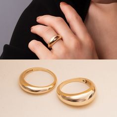 14k 18k Real Solid Gold Dome Ring Dome Band Ring Crescent | Etsy Cheap Elegant Dome Ring For Women, Luxury Tarnish Resistant Dome Ring For Formal Occasions, Luxury Minimalist Dome Ring For Women, Cheap Elegant Gold Dome Ring, Cheap Gold Dome Ring For Gift, Luxury Modern Concave Dome Ring, Luxury Open Dome Ring For Women, Luxury Classic Dome Ring As Gift, Luxury Modern Dome Ring For Formal Events