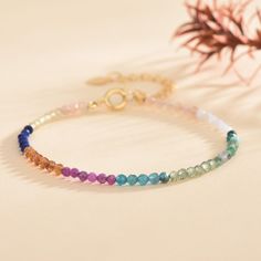 Minimalist Natural Assorted Stone Bracelet Rainbow Stone Dainty Bracelet Material: Natural Stone Size: Fits About 6 ~ 7.5 Inch Wrist, Adjustable Dainty Crystal Bracelet For Everyday Wear, Trendy Adjustable Multicolor Chain Bracelet, Trendy Multicolor Adjustable Chain Bracelet, Hypoallergenic Rainbow Bracelet Jewelry, Trendy Multicolor Charm Bracelet, Adjustable Casual Crystal Bracelet, Elegant Crystal Bracelet With Colorful Beads, Adjustable Crystal Bracelet For Everyday, Trendy Adjustable Crystal Bracelet