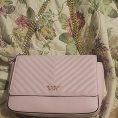 Vs Quilted Bag With Gold Chain. Never Worn. Luxury Pink Baguette Crossbody Bag, Luxury Pink Shoulder Bag With Turn-lock Closure, Luxury Pink Michael Kors Shoulder Bag, Luxury Pink Michael Kors Satchel, Quilted Bag, Gold Chain, Gold Chains, Pink Ladies, Bag Lady