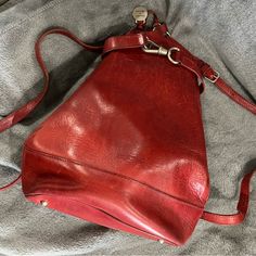 1990s Dooney Bourke Alto Pyramid Backpack Red Purse Handbag Leather Sling Red Purse, Vintage Backpacks, Red Purses, Handbag Leather, Dooney & Bourke Bags, Dooney Bourke, Pyramid, Purses And Handbags, Leather Handbags