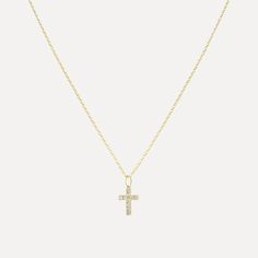 Details: You're viewing a KBD site-exclusive collection piece! Everyday, beautiful pieces that make a statement wherever you go! This minimal yet impactful Mini Pave Cross Necklace in 14K gold is the perfect gift. Diamonds: 0.03ct Length: 16" Available in 14k yellow, rose, and white gold Please allow 2-4 weeks to process your order For information about additional lengths, please contact us via email at info@kellybellodesign.com Timeless 14k Gold Necklace, 14k Gold Cross Pendant Jewelry For Everyday, Yellow Gold Clavicle Chain With Cross Pendant, Minimalist 14k Gold Cross Pendant Jewelry, Yellow Gold Cross Pendant Jewelry For Everyday, Everyday Yellow Gold Cross Pendant Jewelry, Elegant Everyday Cross Pendant Jewelry, Delicate 14k Gold Cross Pendant Necklace, Gift Yellow Gold Diamond Necklace Si Clarity