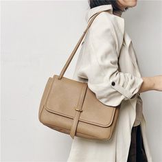 Buy Khaki Soft Leather Flap Shoulder Bag Messenger Bags for Women Worldwide Free shipping and return, color: Khaki , material: Genuine Leather Shoulder Bag Outfit, Leather Messenger Bags, Leather Leaf, Bags Leather Handbags, Bag Outfit, Favorite Handbags, Flap Shoulder Bag, Bag Designs, Leather Satchel Bag