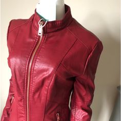 Red Vegan Leather Moto Jacket Coat Size Extra Small Brand: La Coalition -The Brand Was Formed With The Idea Of Empowering Individuals With The Ability To Express Themselves Through Cruelty-Free Fashion. Fully Lined Gold Hardware Front Zip Pockets Brand New With Tags. Original Retail $120 No Returns. Red Biker Outerwear With Zipper Closure, Red Fitted Leather Jacket For Winter, Fitted Red Leather Jacket For Winter, Red Fitted Biker Jacket For Winter, Fitted Red Biker Jacket For Winter, Fitted Red Biker Jacket, Casual Red Leather Jacket With Zipper Closure, Casual Red Leather Jacket With Zipper, Red Fitted Biker Leather Jacket