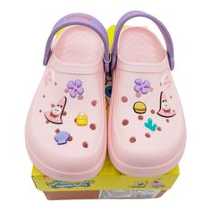 Nwt Sketchers Foamies Sponge Bob Patrick Clogs Size: 6 Color: Pink/Purple This Clog Features A Flexible Perforated Foamies Upper With Ama Convertible Heel Strap And A Cushioned Comfort Footbed. Pink Beach Clogs With Rubber Sole, Pink Flat Clogs For Beach, Casual Purple Clogs For Summer, Pink Non-slip Synthetic Clogs, Pink Open Toe Non-slip Clogs, Purple Slip-on Beach Clogs, Purple Clogs For Summer Beach, Purple Beach Clogs For Summer, Purple Slip-on Clogs For Summer