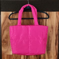 Nwot- Pink Puffer Tote. Great Size! This Tote Is 11.5 Inches Tall (20.5 Inches Including The Handle) And 16.5 Inches Wide. Bundle With Other Listings In My Closet For Even More Savings! My Closet, Womens Tote Bags, Pink Ladies, Puffer, Pink, Women Shopping, Closet, Color