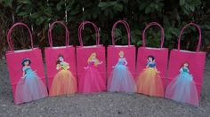 pink bags with princesses painted on them