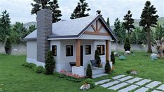 Mini Cottage Small Houses, Small Cottage Homes Floor Plans, Tiny Cottage Homes, House Plan 1 Bedroom, Rustic Cottage Home, Cottage House Design, Unique Small House Plans