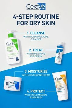 Routine For Dry Skin, Wrinkles Remedies Face, Cerave Skincare, Dry Skin Routine, Haut Routine, Serum For Dry Skin, Dry Skin Care Routine, Lotion For Dry Skin, Basic Skin Care Routine